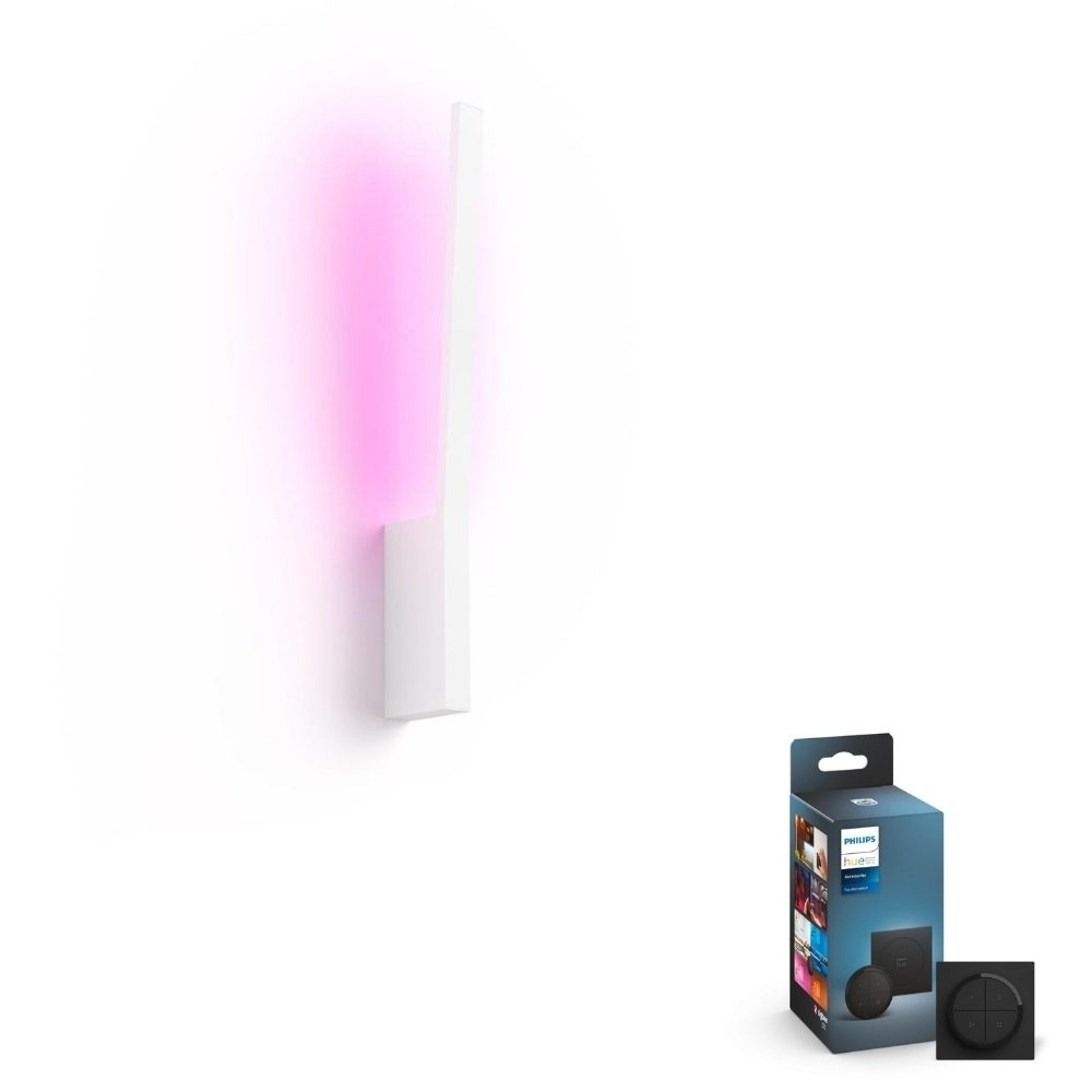 Philips Hue Bluetooth White & Color Ambiance Wandleuchte Liane in Wei 12,2W 850lm inkl. Tap Dial Schalter in Schwarz