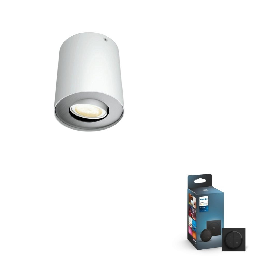 Philips Hue Bluetooth White Ambiance Spot Pillar in Wei 5W 350lm GU10 mit Dimmschalter inkl. Tap Dial Schalter in Schwarz
