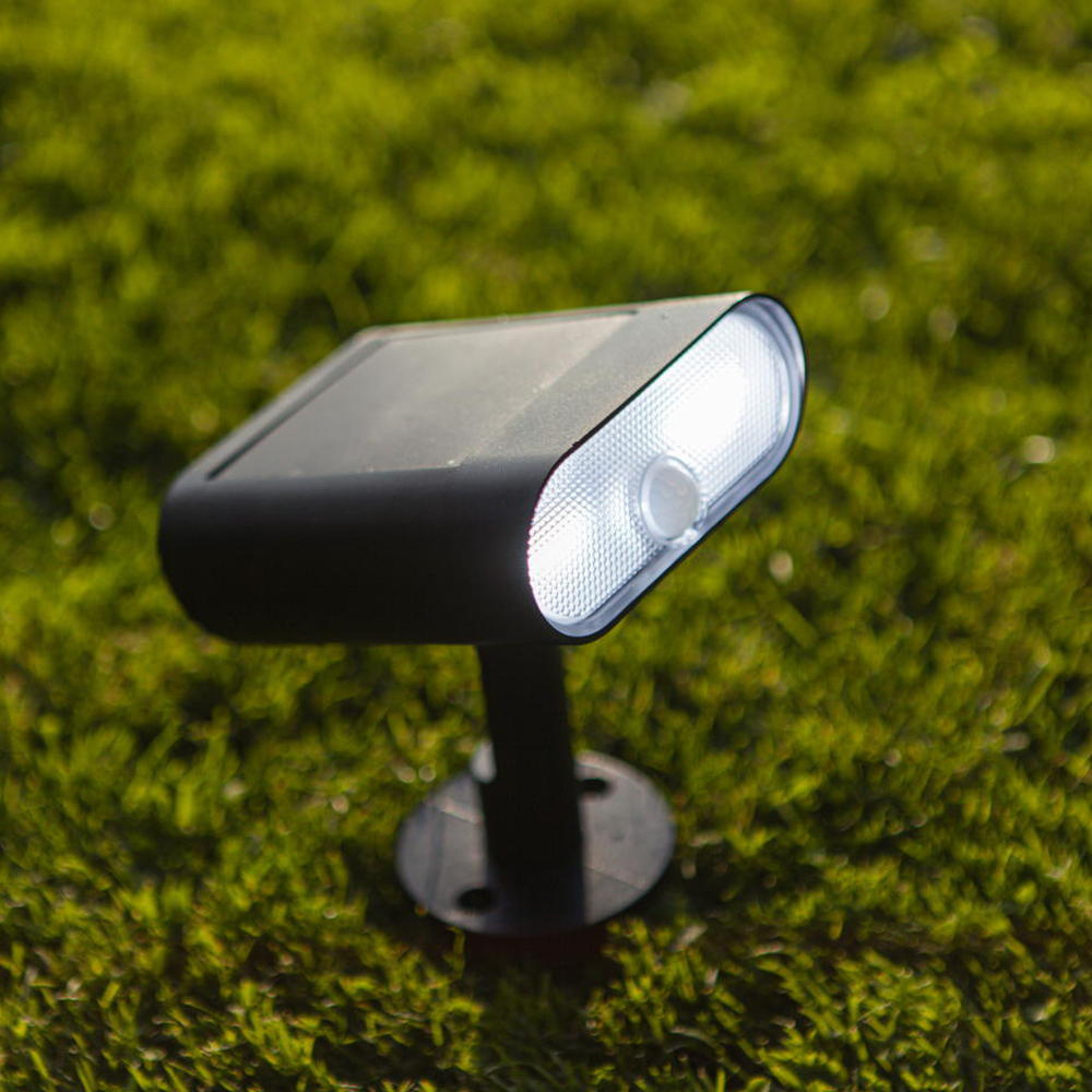 Smarte LED Solar Erdspieleuchte RGBW Ginbo in Schwarz 7W 500lm IP44 mit Bewegungsmelder