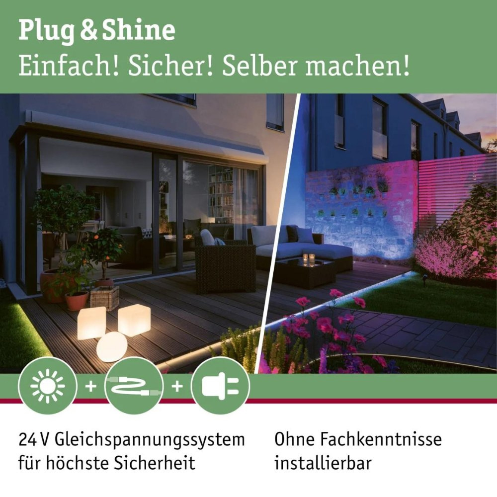 Paulmann | Anthrazit Wegeleuchte 200lm | RGBW 94750 5W Plate Plug in & Zigbee IP44 LED Shine
