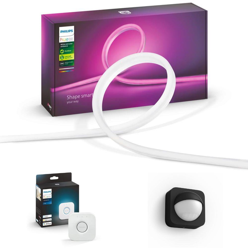 Philips Hue Bluetooth White & Color Ambiance Outdoor Lightstrip 5m inkl. Bridge und Outdoor Sensor