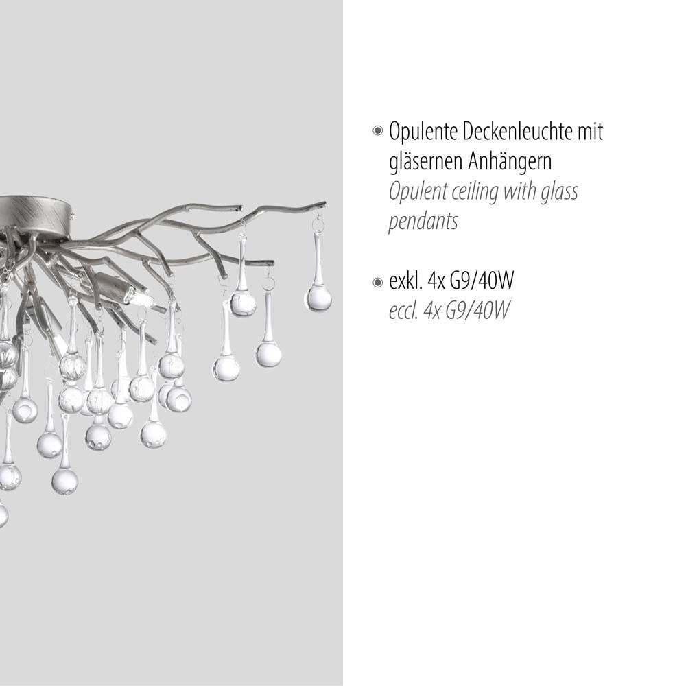 Deckenleuchte Icicle in Silber und Transparent G9 4-flammig | Paul Neuhaus  | 8090-55