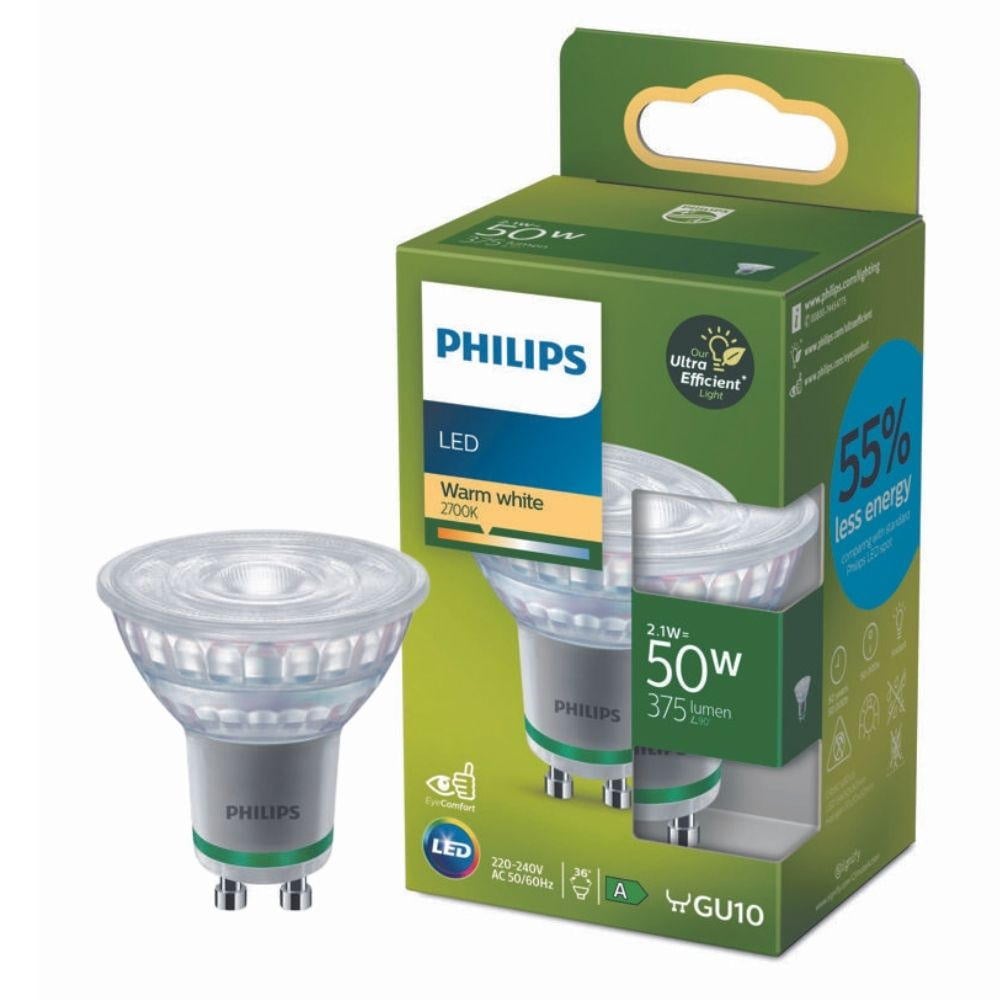 Philips LED Lampe Gu10 - Reflektor Par16 2,1W 375lm 2700K ersetzt 50W Einerpack