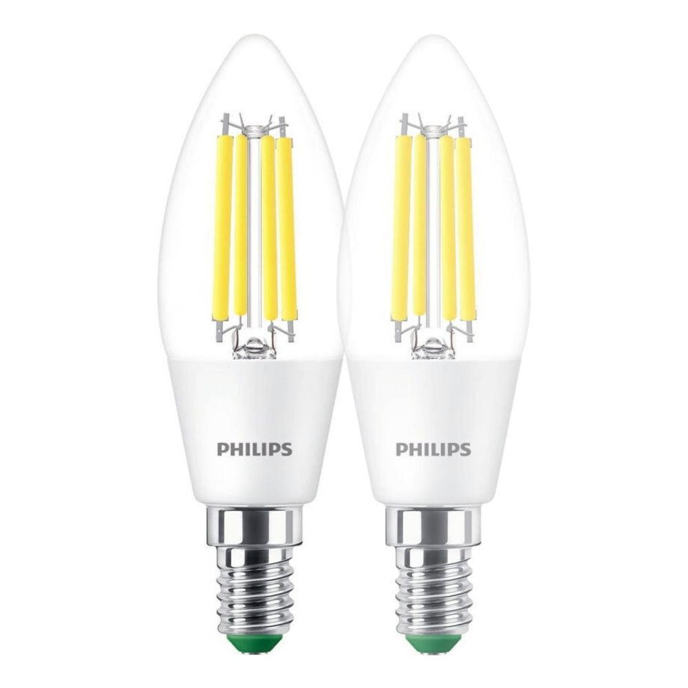 Philips LED Lampe E14 - Kerze B35 2,3W 485lm 4000K ersetzt 40W Doppelpack