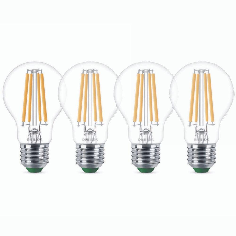 Philips LED Lampe E27 - Birne A60 4W 840lm 2700K ersetzt 60W Viererpack