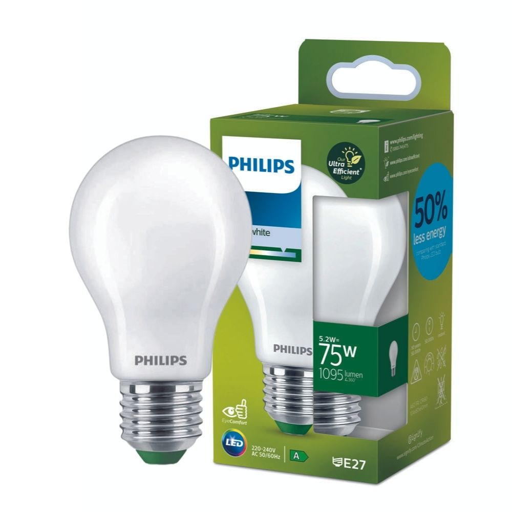 Philips LED Lampe E27 - Birne A60 5,2W 1095lm 4000K ersetzt 75W standard
