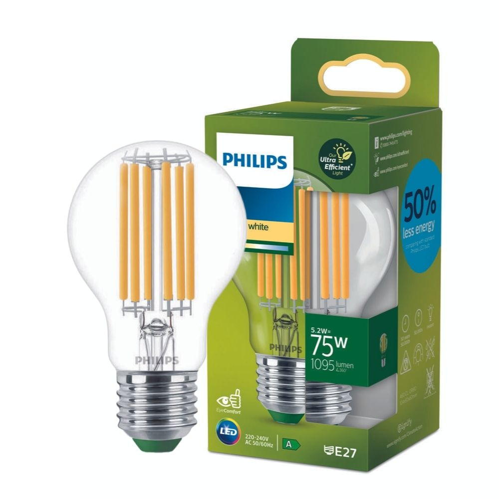 Philips LED Lampe E27 - Birne A60 5,2W 1095lm 2700K ersetzt 75W