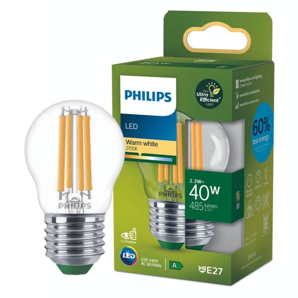 Philips LED Lampe E27 - Tropfen P45 2,3W 485lm 2700K ersetzt 40W