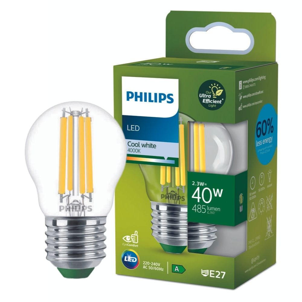Philips LED Lampe E27 - Tropfen P45 2,3W 485lm 4000K ersetzt 40W