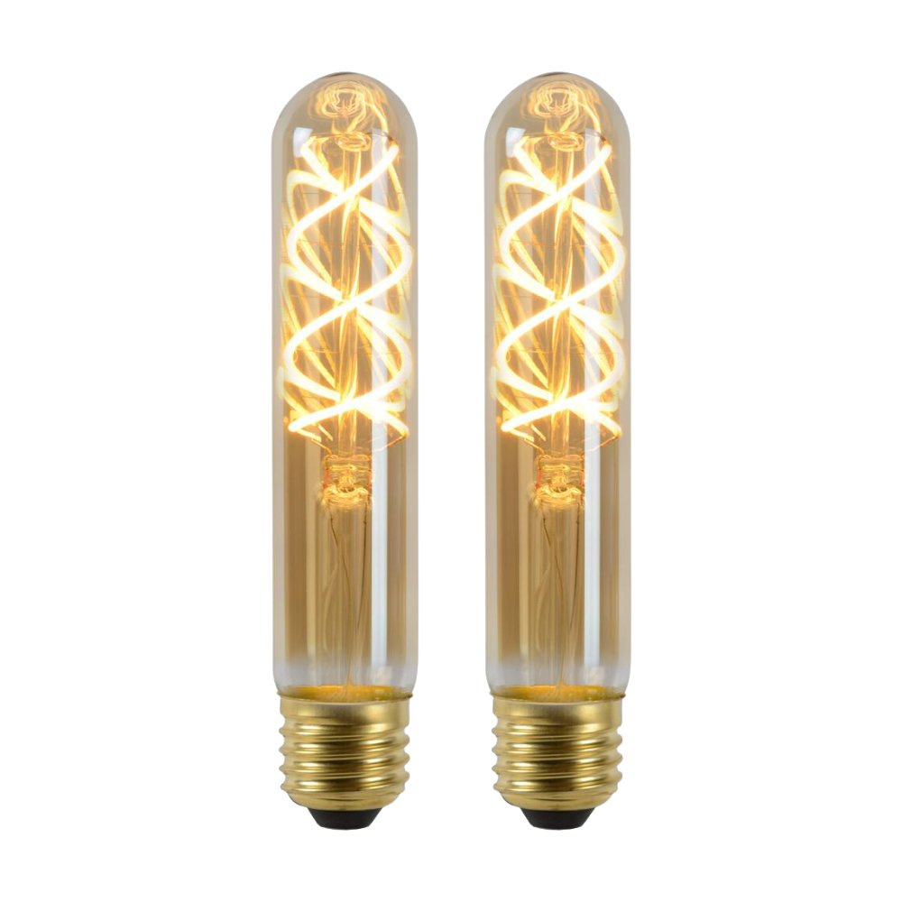 Vintage LED Lampe, dimmbar, E27, Rhre T30, Filament, 4,9W, 380lm, 2200K 2er-Pack
