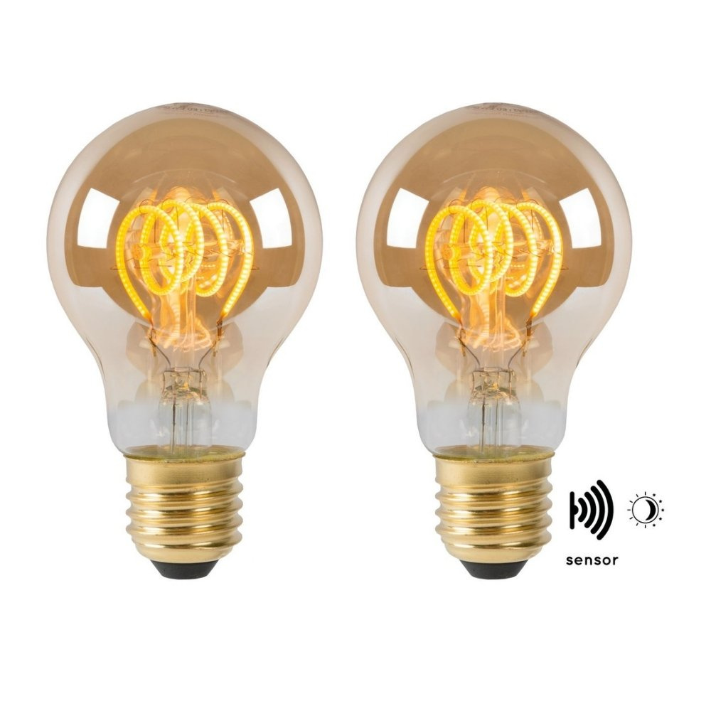 Vintage LED Lampe, Dmmerungssensor, E27, Tropfen P45, Filament, 4W, 230lm, 2200K 2er-Pack