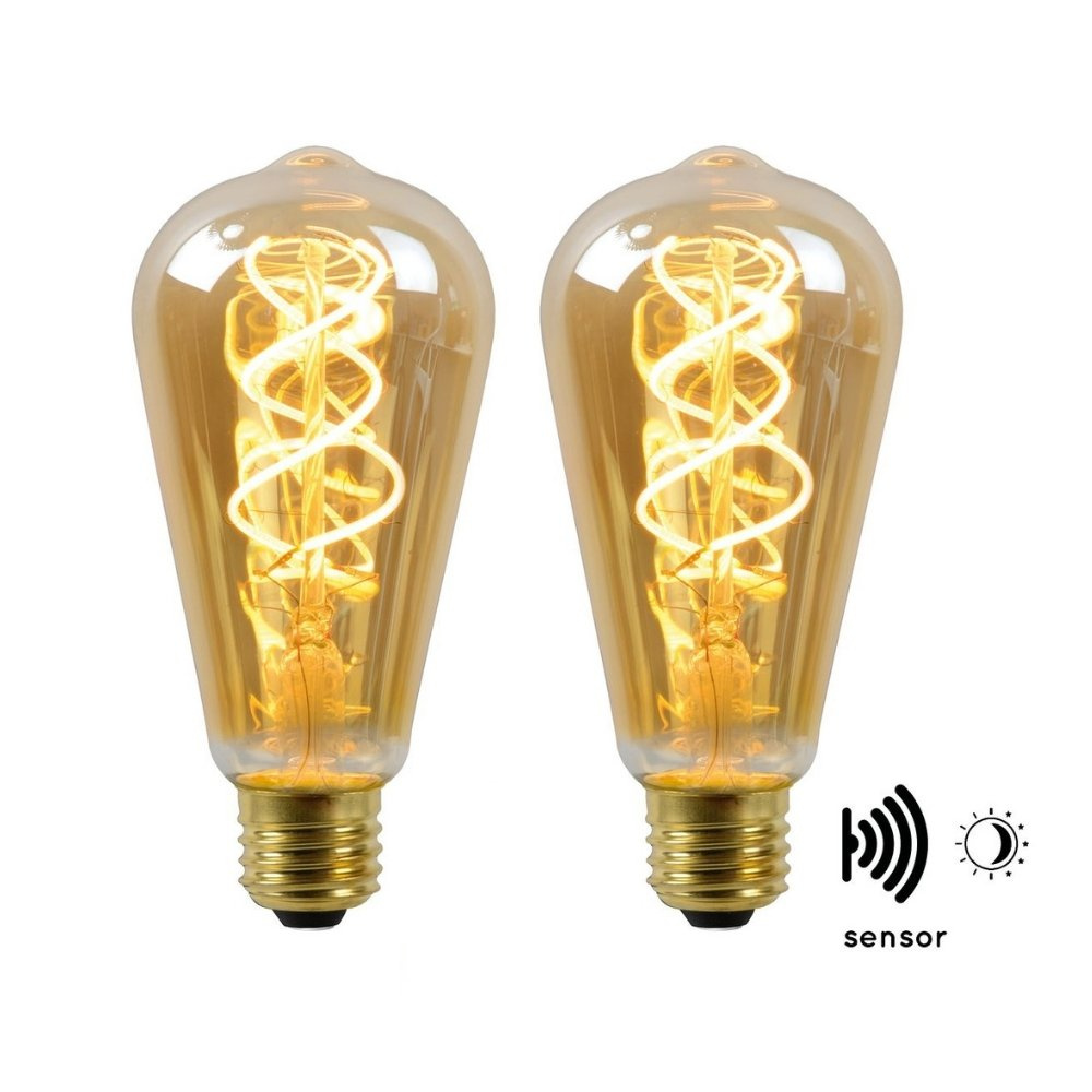 Vintage LED Lampe, Dmmerungssensor, E27, ST64, Filament, 4W, 230lm, 2200K 2er-Pack