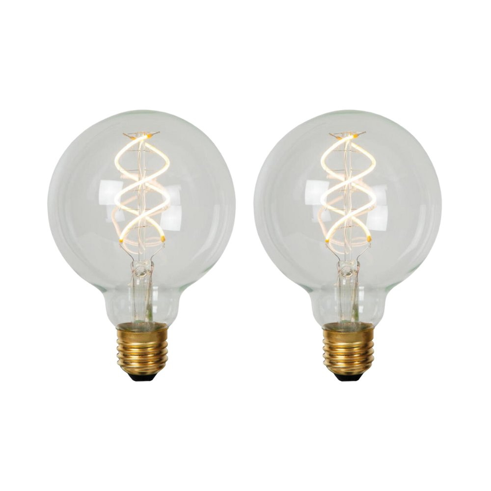 LED Leuchtmittel E27 - Globe G95 in Transparent 4,9W 460lm 2700K 2er-Pack