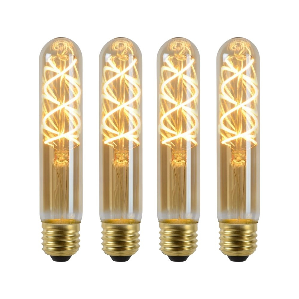 Vintage LED Lampe, dimmbar, E27, Rhre T30, Filament, 4,9W, 380lm, 2200K 4er-Pack