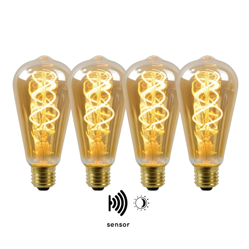 Vintage LED Lampe, Dmmerungssensor, E27, ST64, Filament, 4W, 230lm, 2200K 4er-Pack