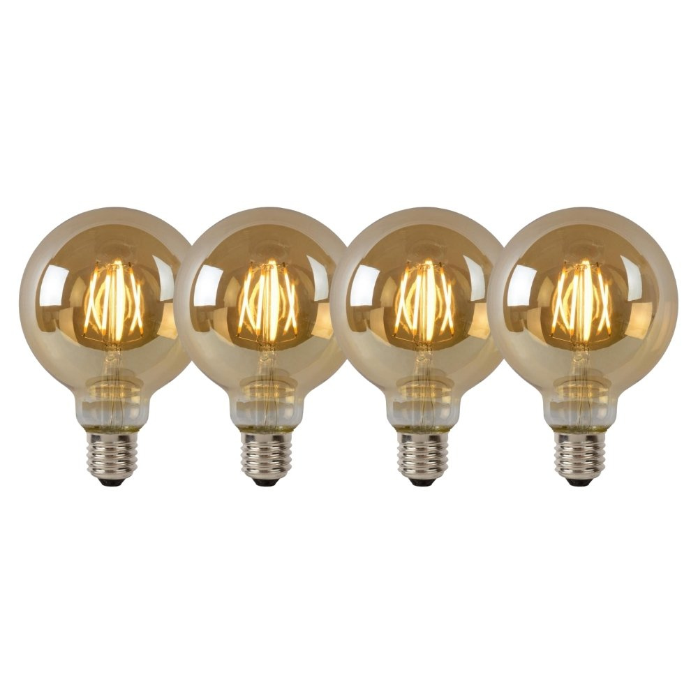 LED Leuchtmittel E27 Globe - G95 in Amber 5W 600lm 4er-Pack