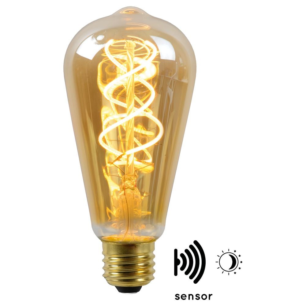 Vintage LED Lampe, Dämmerungssensor, E27, ST64, Filament, 4W, 230lm, 2200K