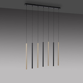 LED Pendelleuchte Flute in Schwarz und Messing-matt | Paul Neuhaus