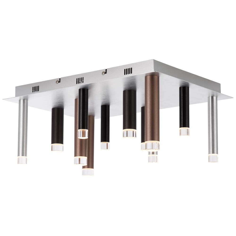 LED Deckenleuchte Cembalo in Aluminium und Schwarz 12x 4W 5800lm eckig |  Brilliant | G93769/20