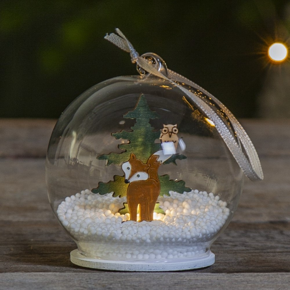 LED Weihnachtskugel Fuchs Forest Friends in Transparent und Mehrfarbig 0,06W