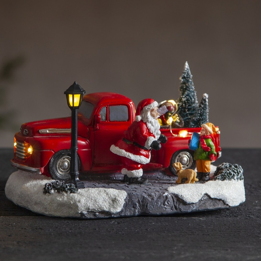 LED Lichtobjekt Weihnachtsmann mit Auto in Mehrfarbig 9x 0,03W