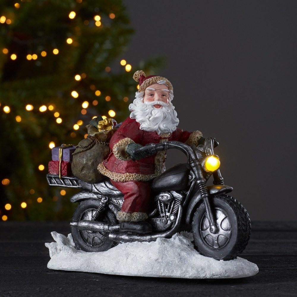 LED Lichtobjekt Weihnachtsmann mit Motorad in Mehrfarbig 0,03W