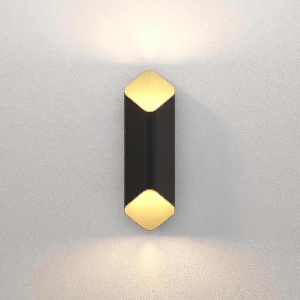 LED Wandleuchte Ako in Schwarz-matt und Gold 2x 7,15W 522lm