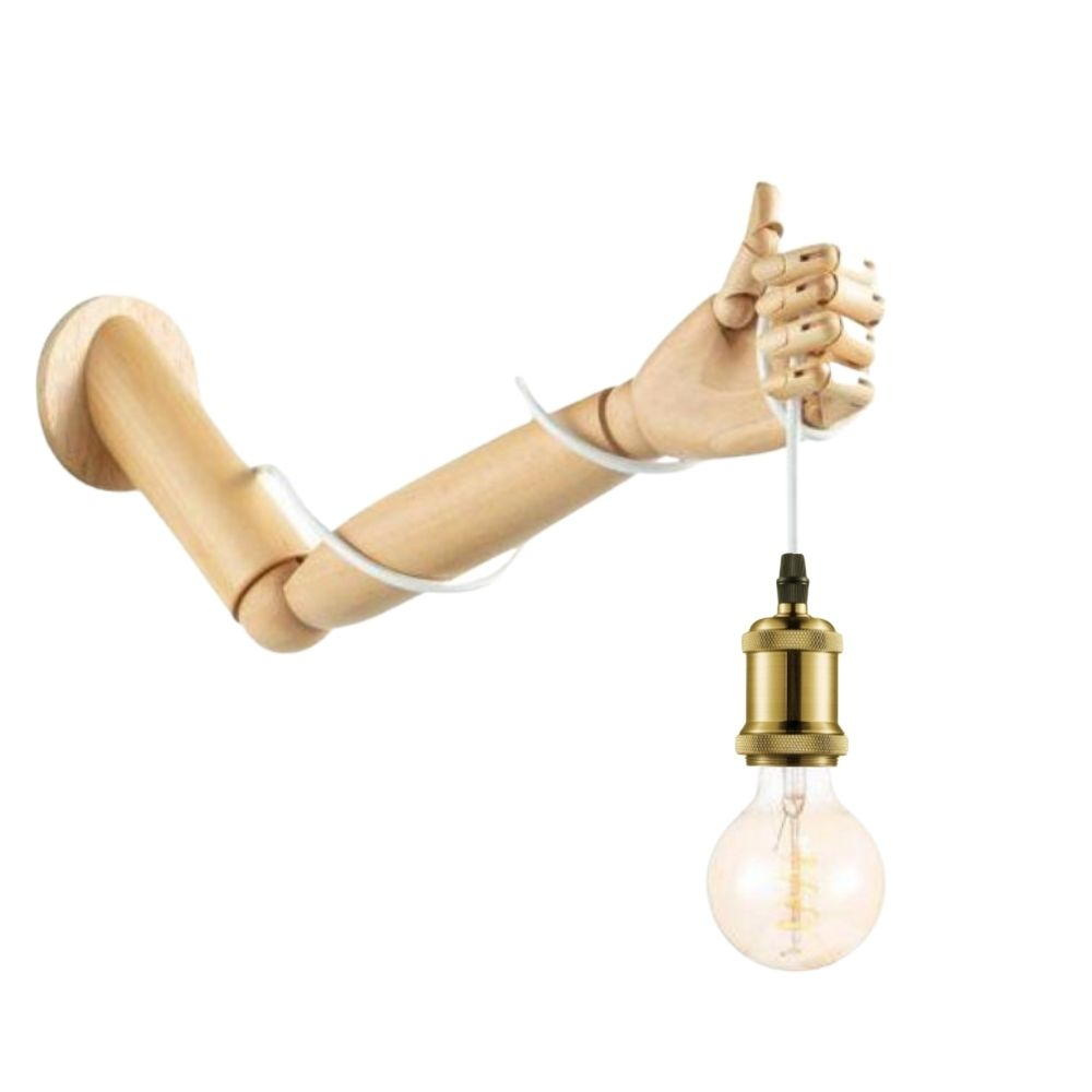 Wandleuchte Hold it Arm in Natur, Fassung in Gold E27 40W