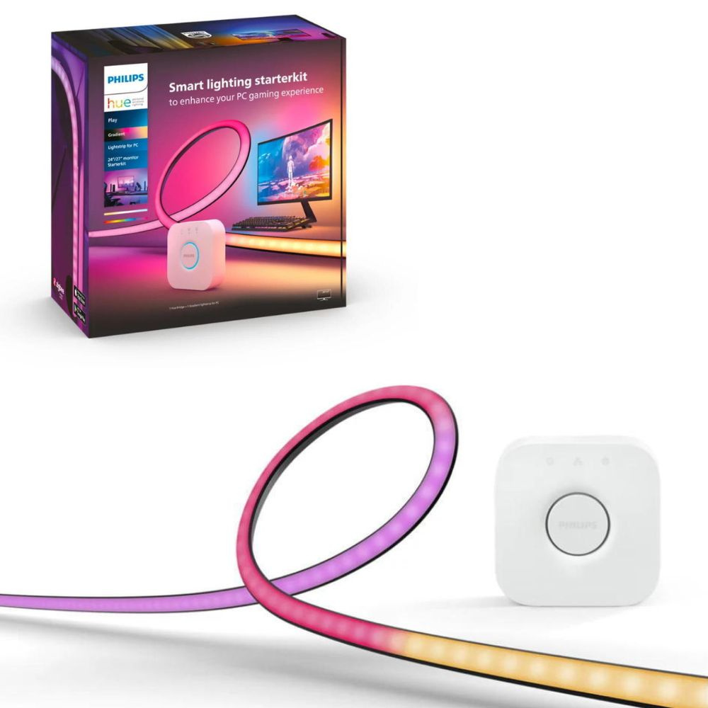 Philips HUE White & Color Ambiance Lightstrip Play Gradient PC 32-34" in Schwarz 19W 1000lm inkl. Bridge